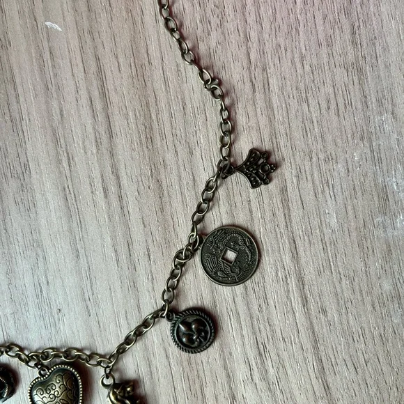 Vintage Brass Charm Necklace - Picture 3 of 3